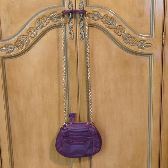 Juicy Couture Purple 100% Leather Mini Gold Chain Crossbody Bag